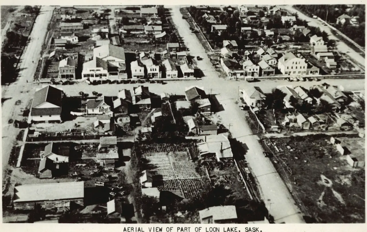 Aerial view of part of Loon Lake, about 1940